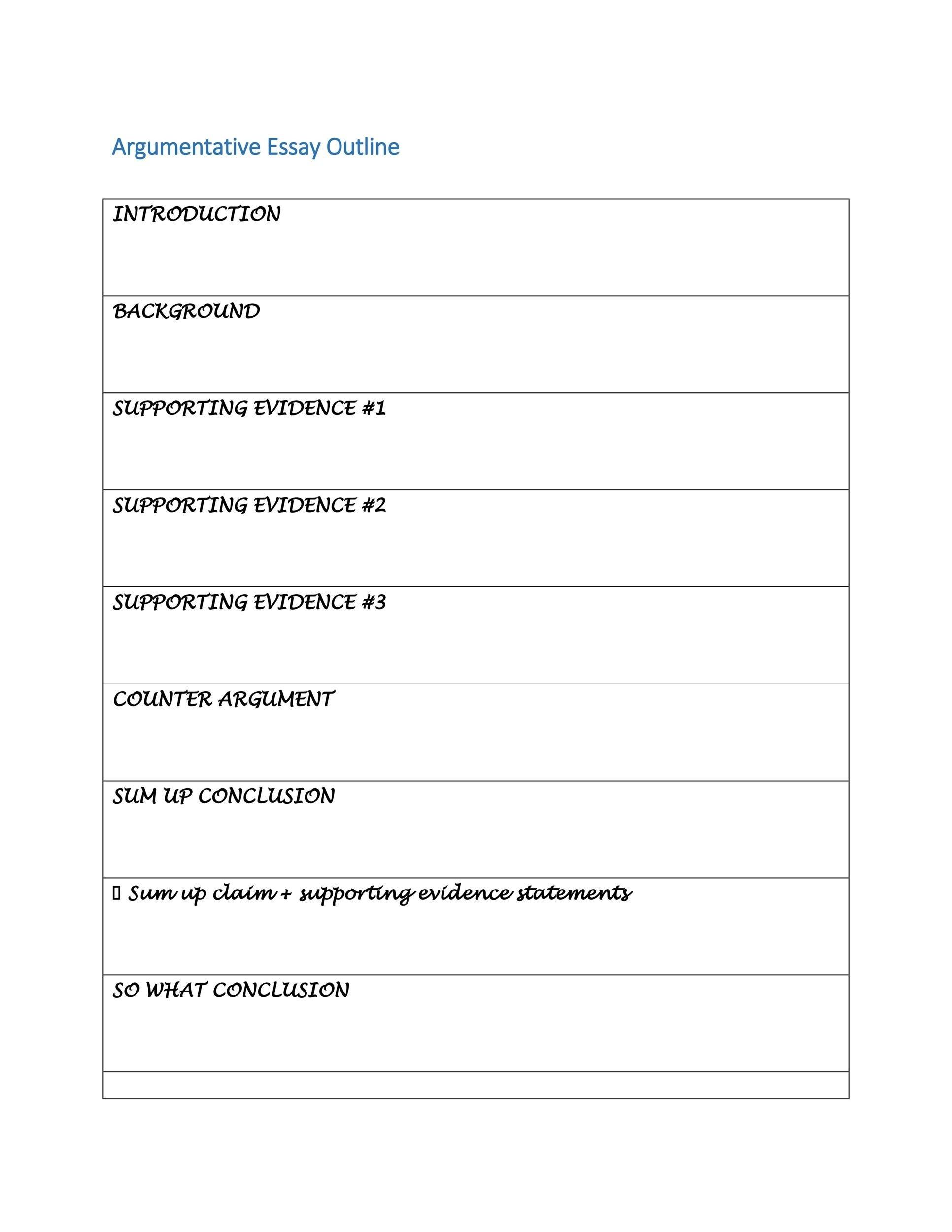 37 Outstanding Essay Outline Templates Argumentative Narrative Persuasive 