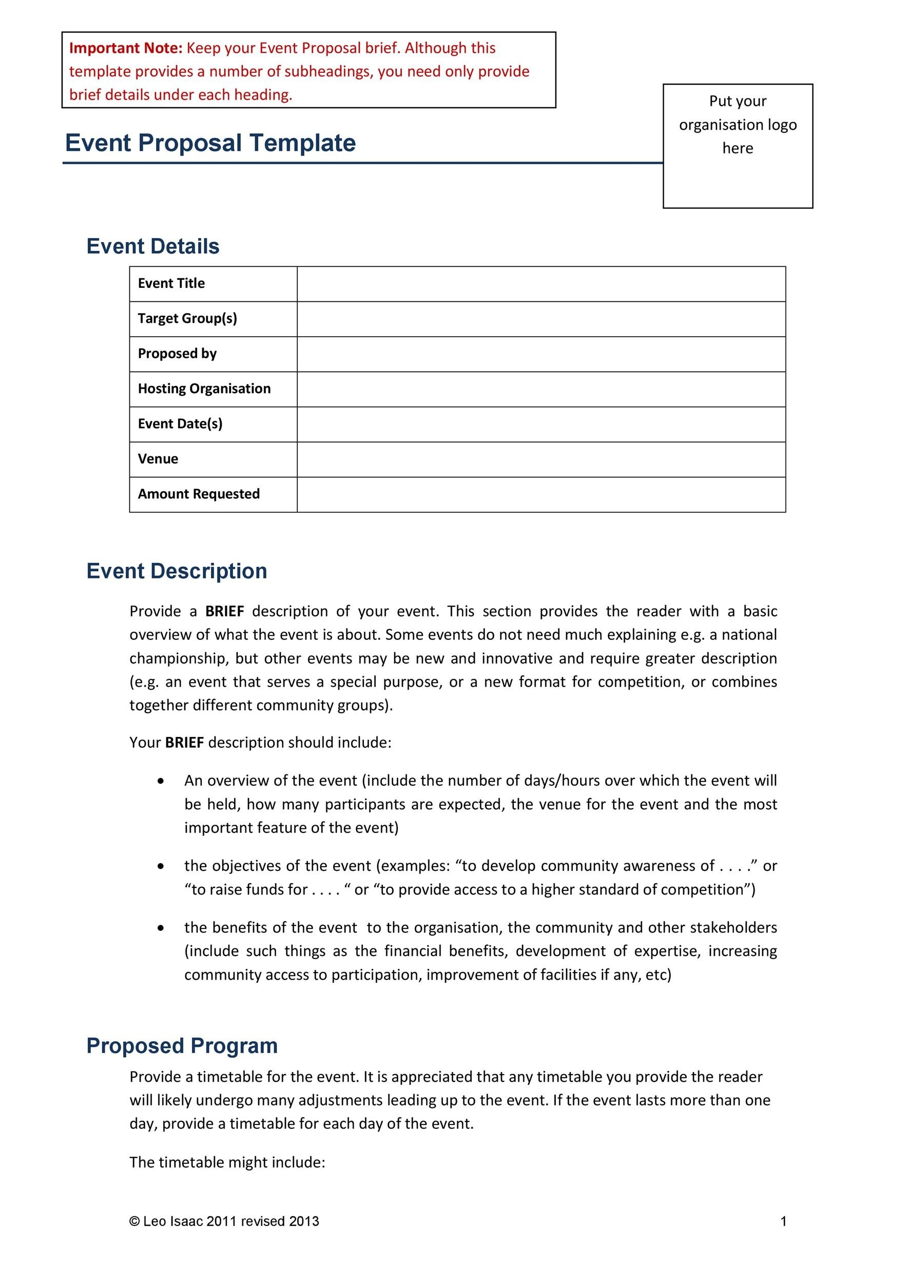 38 Best Event Proposal Templates U0026 Free Examples TemplateLab