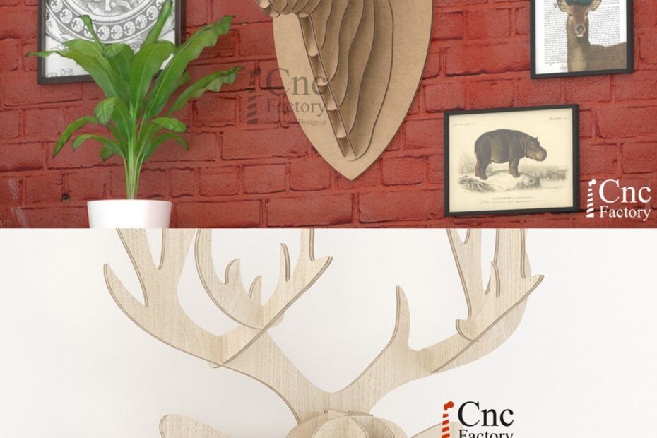 3D Deer Head Puzzle Template Faux Taxidermy CNC U0026 Laser Cutting Plans DIY Wall Art Etsy