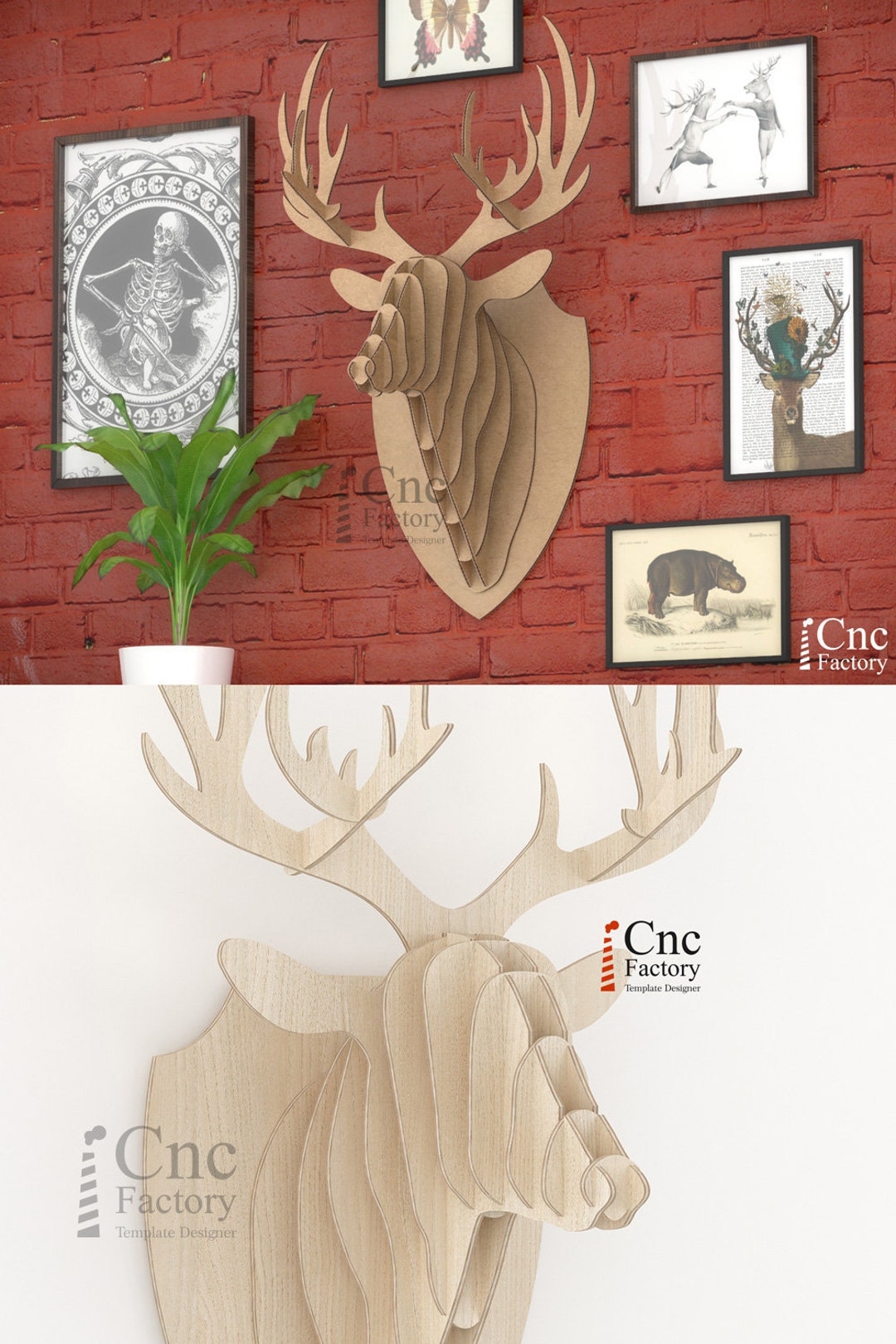 3D Deer Head Puzzle Template Faux Taxidermy CNC U0026 Laser Cutting Plans DIY Wall Art Etsy