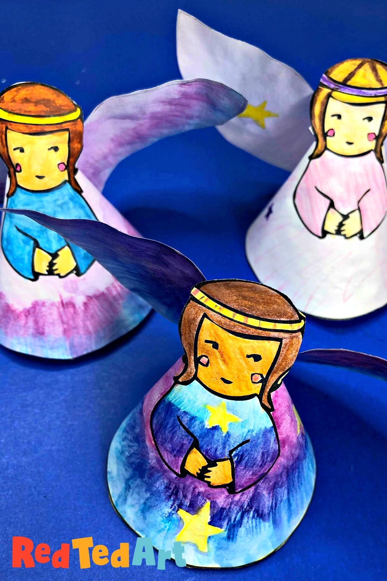 3d Paper Angel Printable Craft For Preschoolers Red Ted Art 