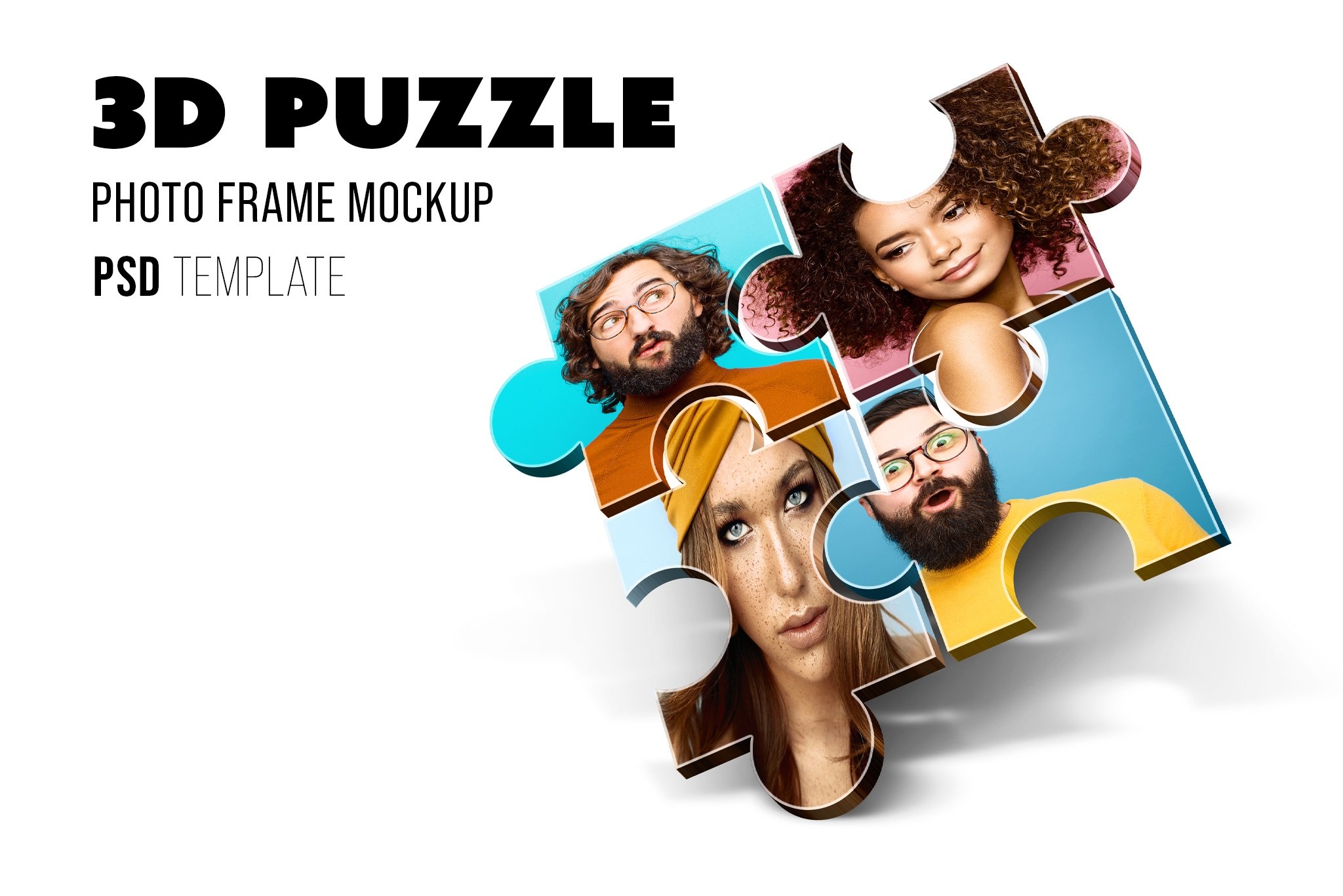 3D Puzzle Photo Frame Mockup