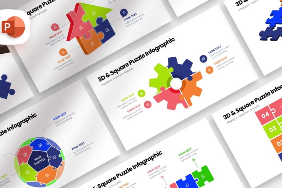 3D U0026 Square Puzzle Infographic Presentation Template Nulivo Market