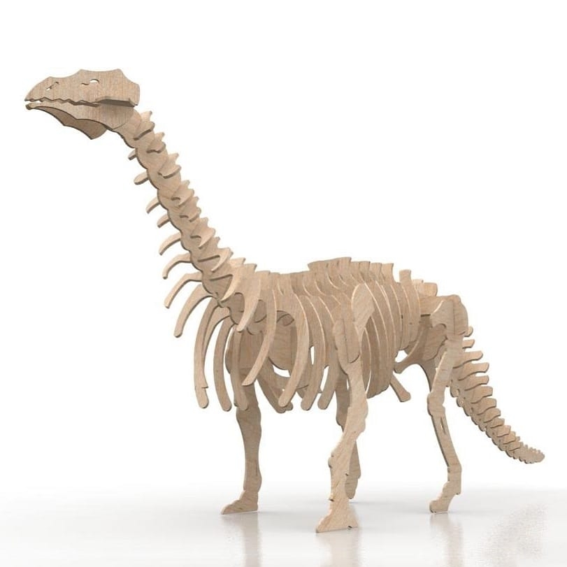 3D Wooden Brontosaurus Dinosaur Puzzle 3mm Template Laser Cut CDR File Free Download Vecty