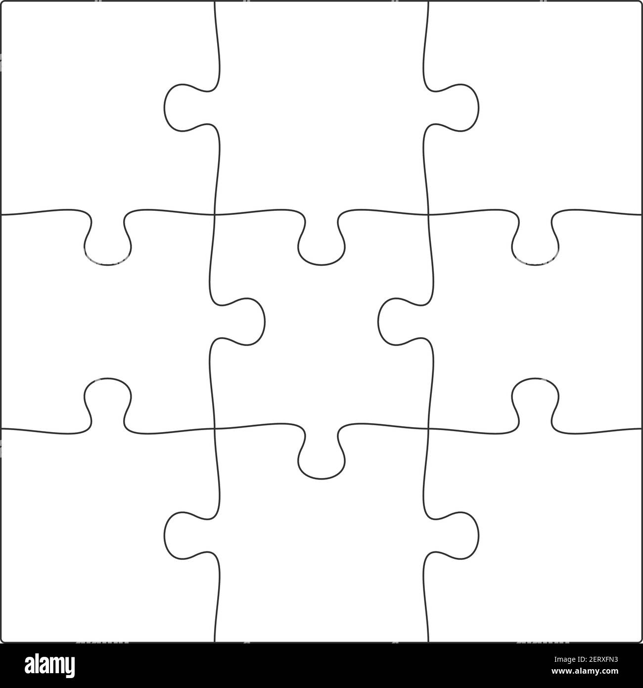 3x3 Jigsaw Puzzle Blank Template Background Light Lines Every Piece Is A Single Shape Vector Illustration Stock Vector Image U0026 Art Alamy