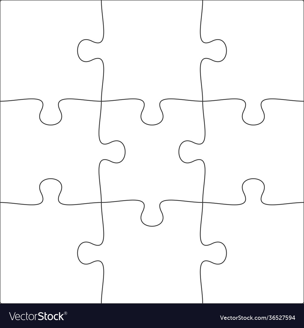 3x3 Jigsaw Puzzle Blank Template Background Light Vector Image