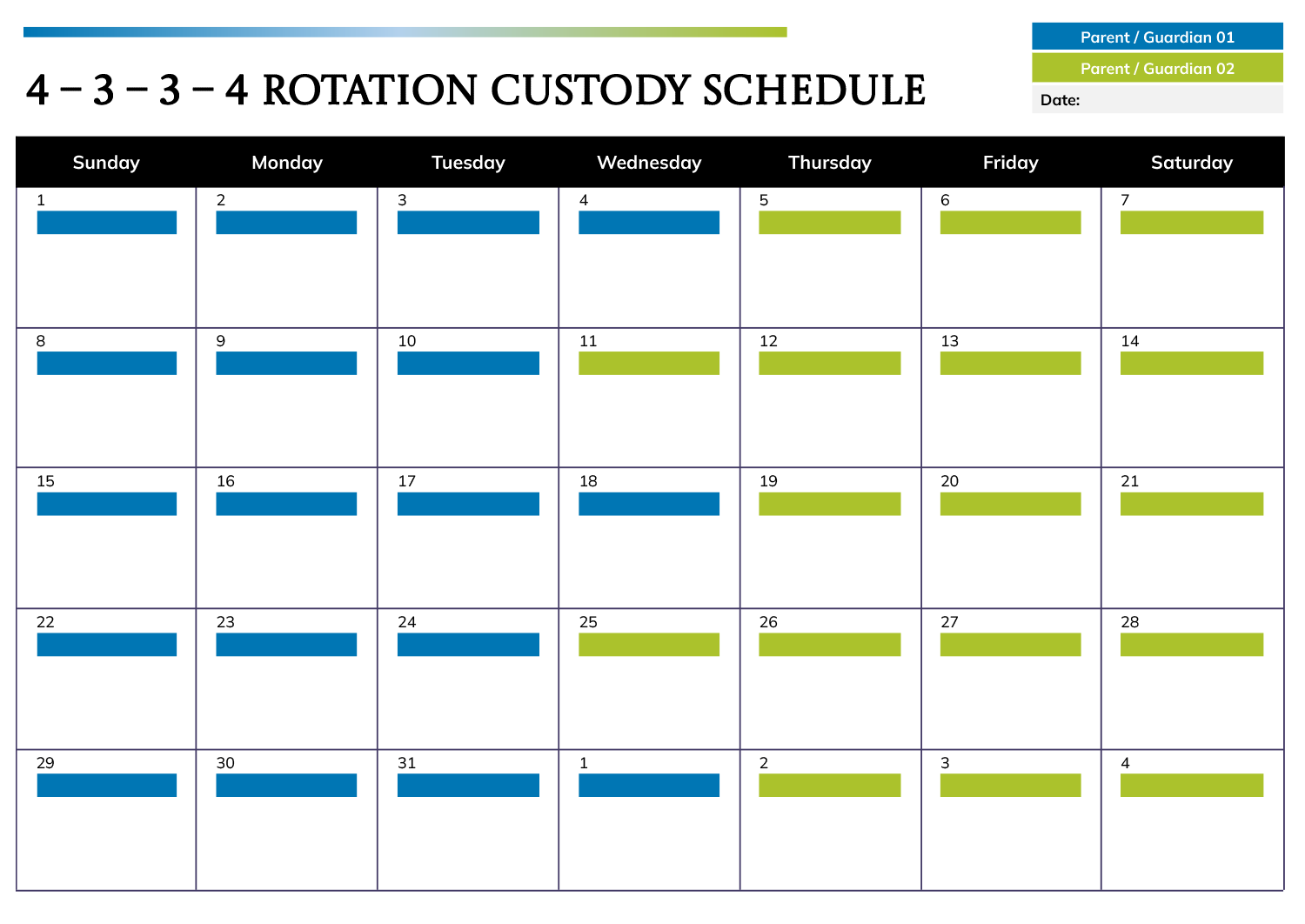 4 3 3 4 Custody Schedule Template Google Docs Word Highfile