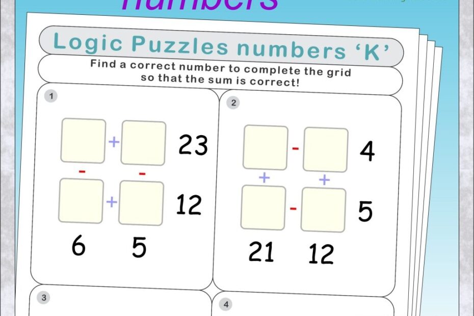 4 Fun Logic Puzzles Numbers Worksheets Series To Download