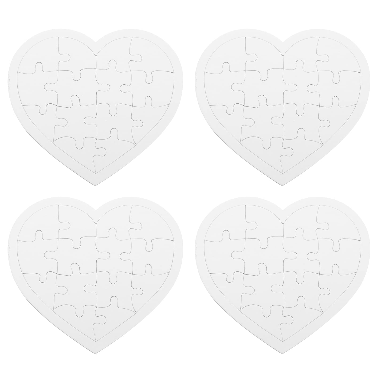 4 Sets Of Blank Puzzles Heart And Star Shaped White Jigsaw Puzzles Crafts Projects For Boys And Girls