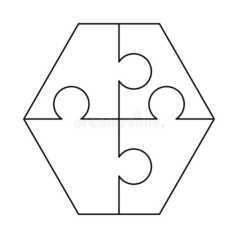 4 White Puzzles Pieces Arranged In A Hexagon Shape Jigsaw Puzzle 
