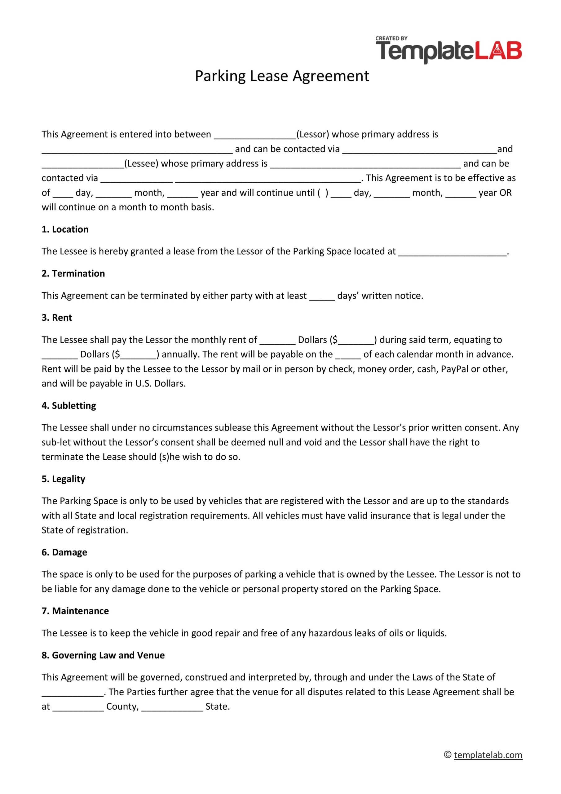 printable lease agreement forms