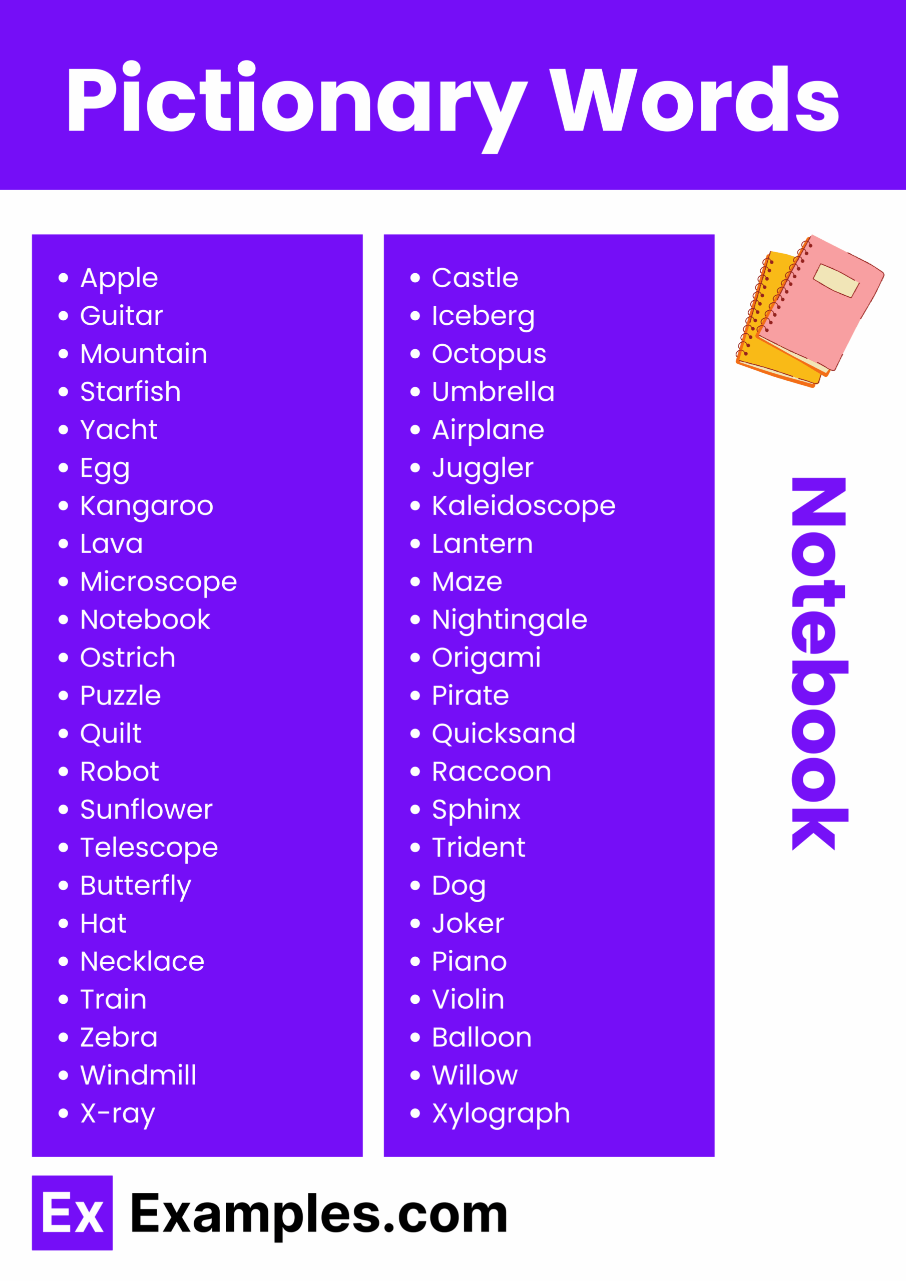 pictionary words printable