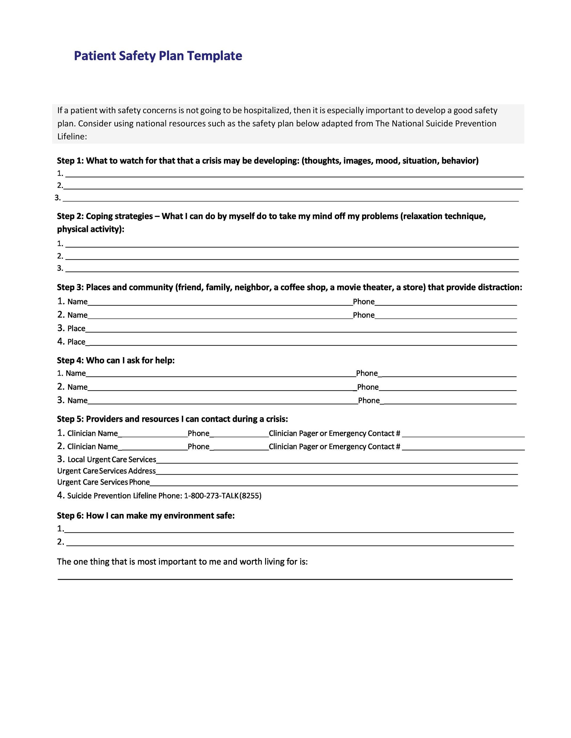 template for safety plan