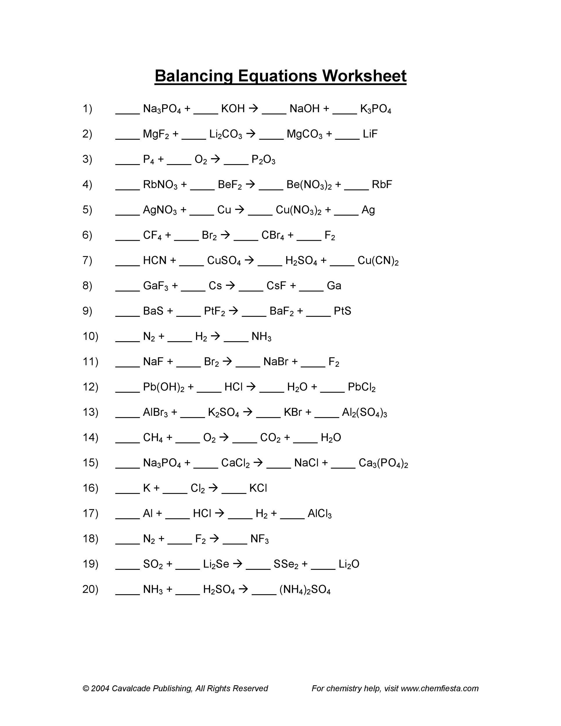 chem worksheet