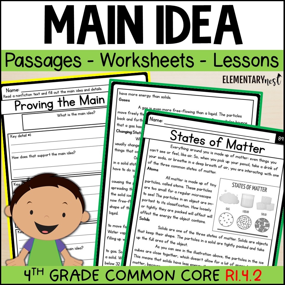 4th Grade Main Idea And Supporting Details Worksheets Anchor Charts RI 4 2