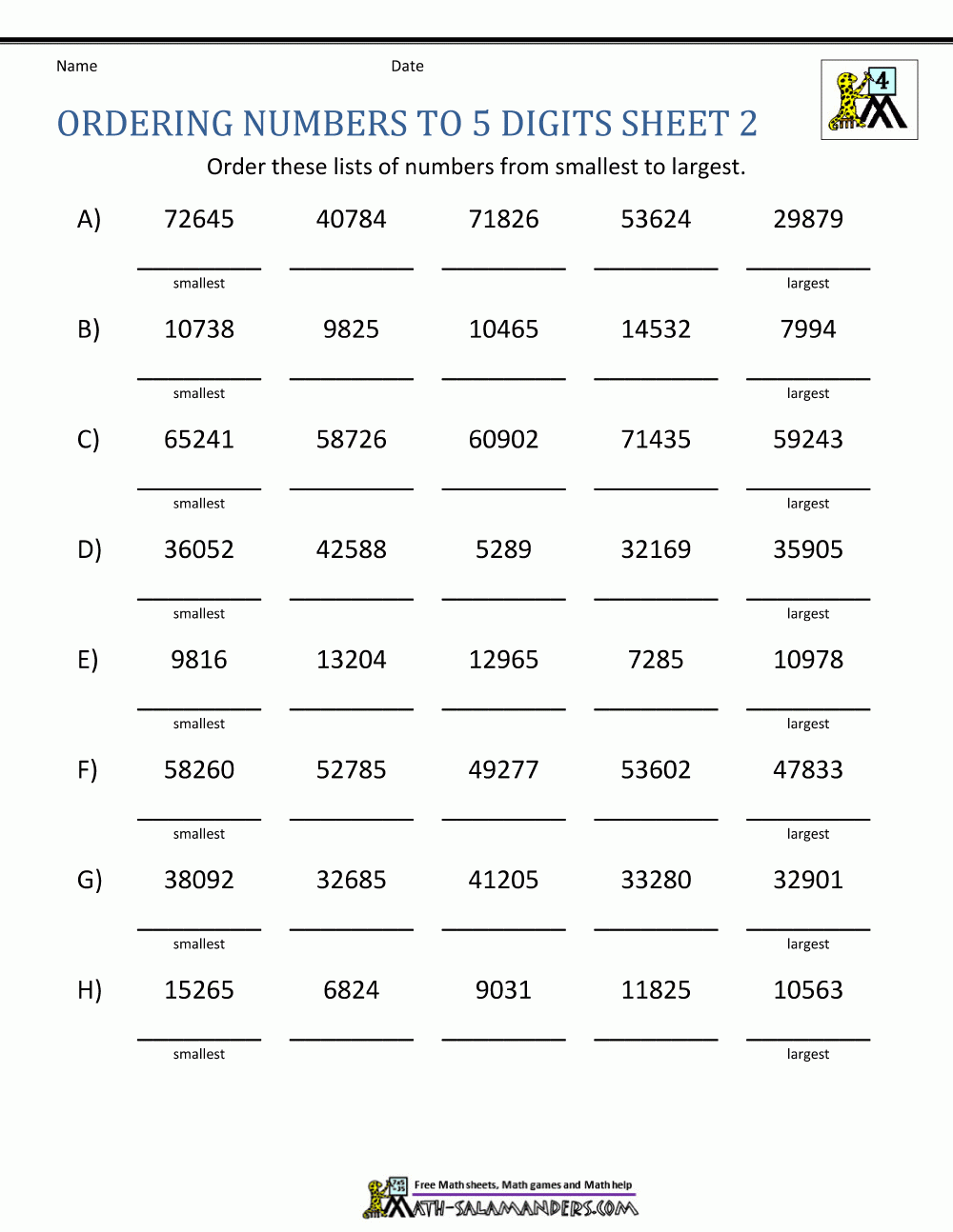 place value worksheets 4th grade