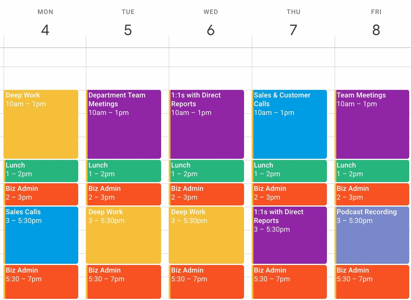 block scheduling template