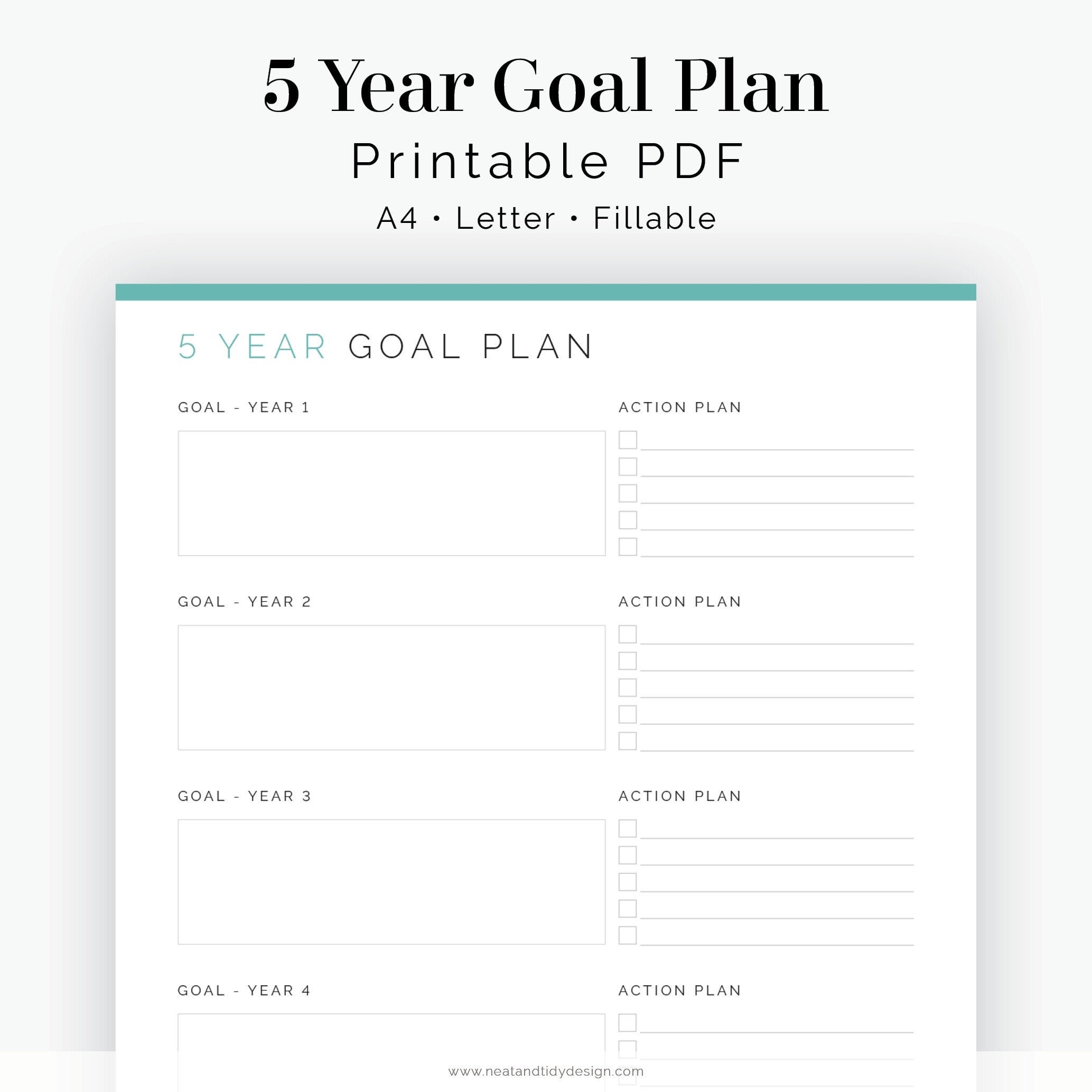 5 Year Goal Plan Fillable Printable PDF New Year Resolution Goal Tracker Change Your Life Productivity Planner Instant Download Etsy