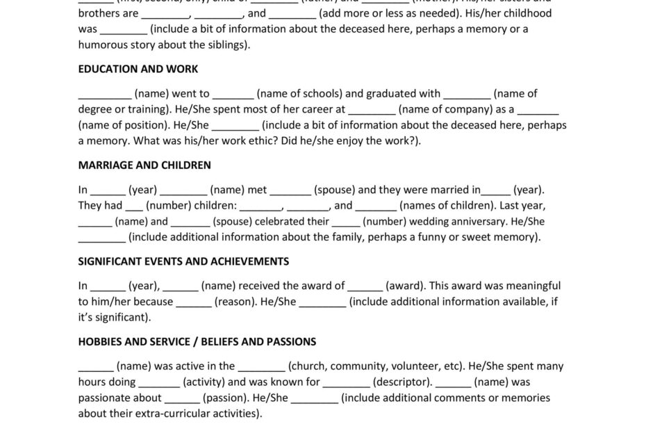 50 Best Eulogy Templates For Relatives Or Friends TemplateLab