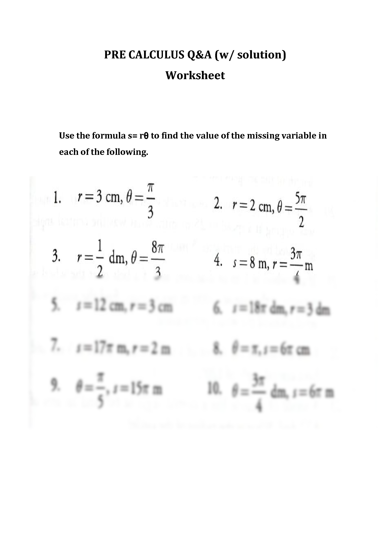 calculus worksheets
