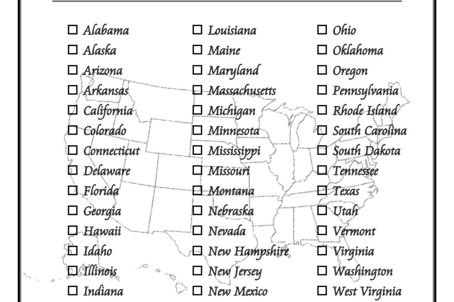 50 US States Checklist Etsy
