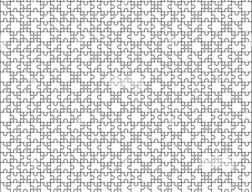 50 White Puzzles Pieces Arranged In A Rectangle Shape Jigsaw