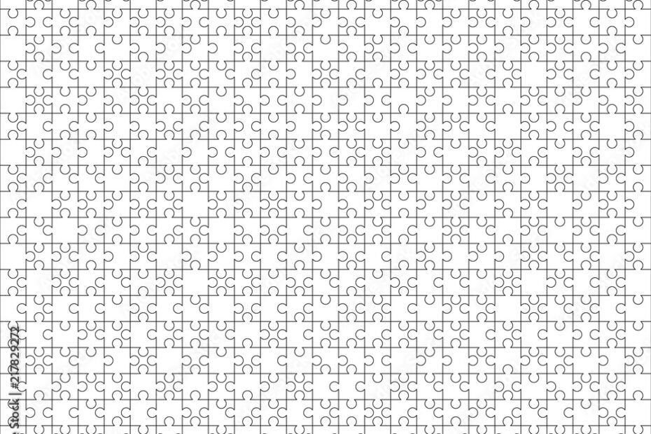 500 White Puzzles Pieces Arranged In A 25x20 Rectangle Shape Jigsaw Puzzle Template Ready For Print Cutting Guidelines On White Stock Vector Adobe Stock