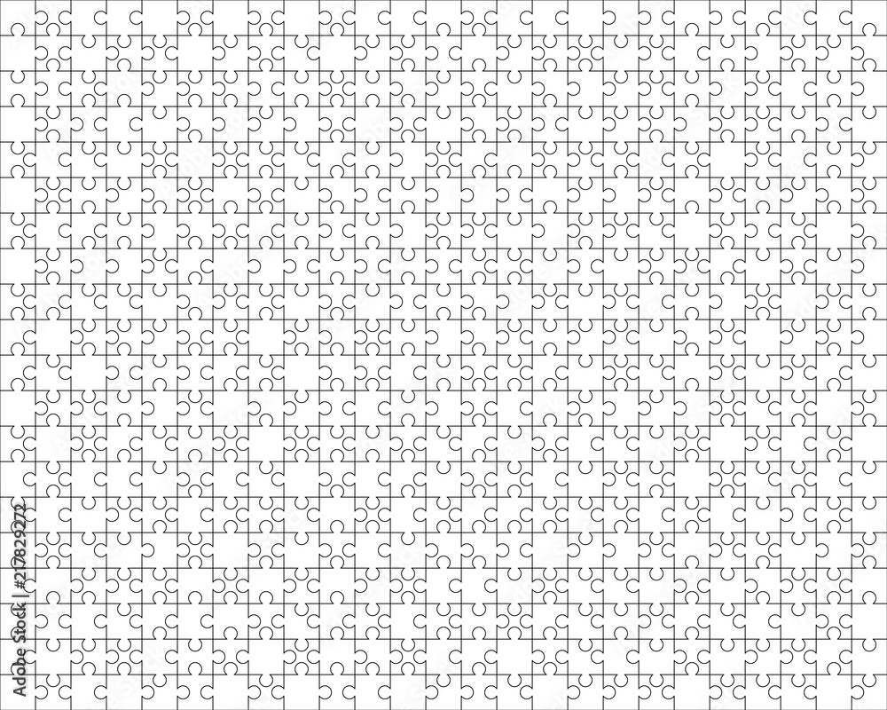 500 White Puzzles Pieces Arranged In A 25x20 Rectangle Shape Jigsaw Puzzle Template Ready For Print Cutting Guidelines On White Stock Vector Adobe Stock
