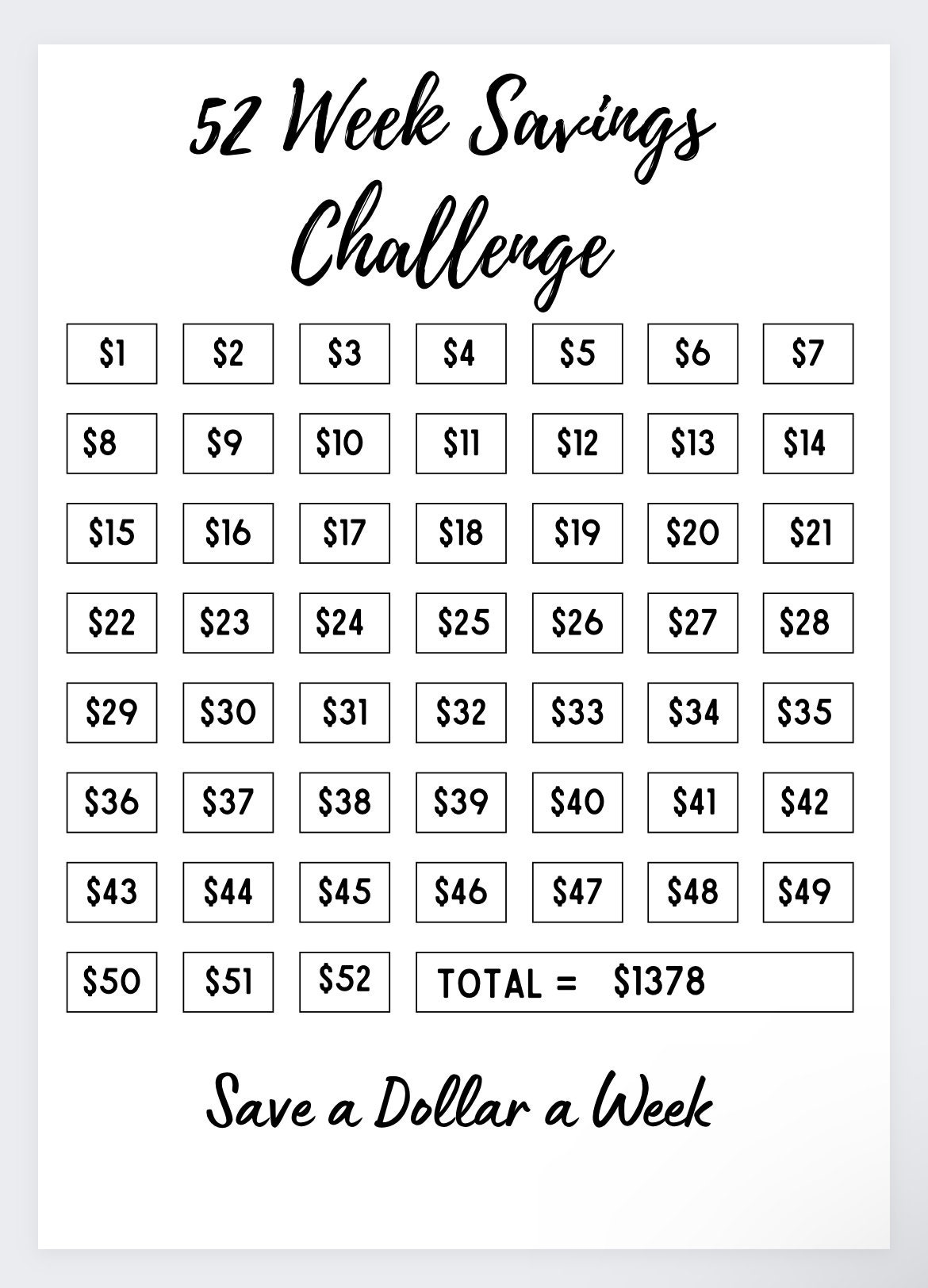 52 Week Saving Challenge saving Log saving Jar savings Challenge 