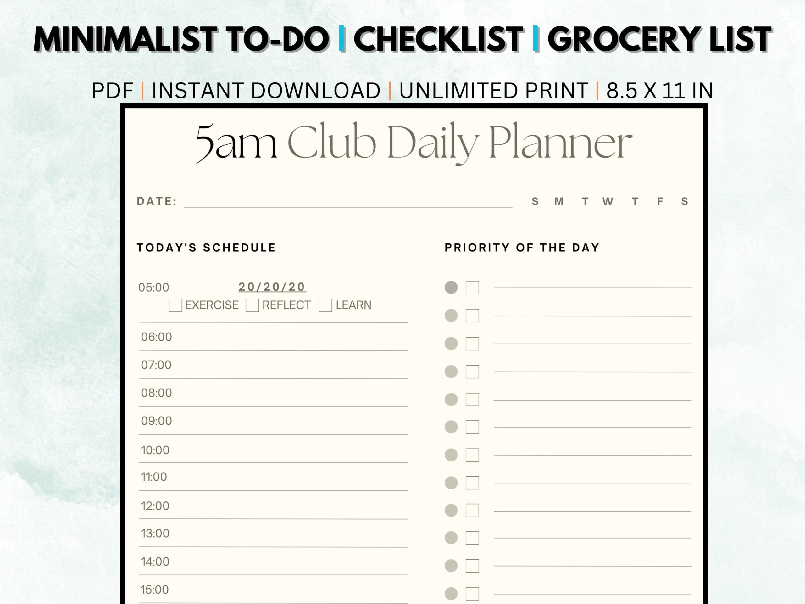 5 am club worksheets pdf