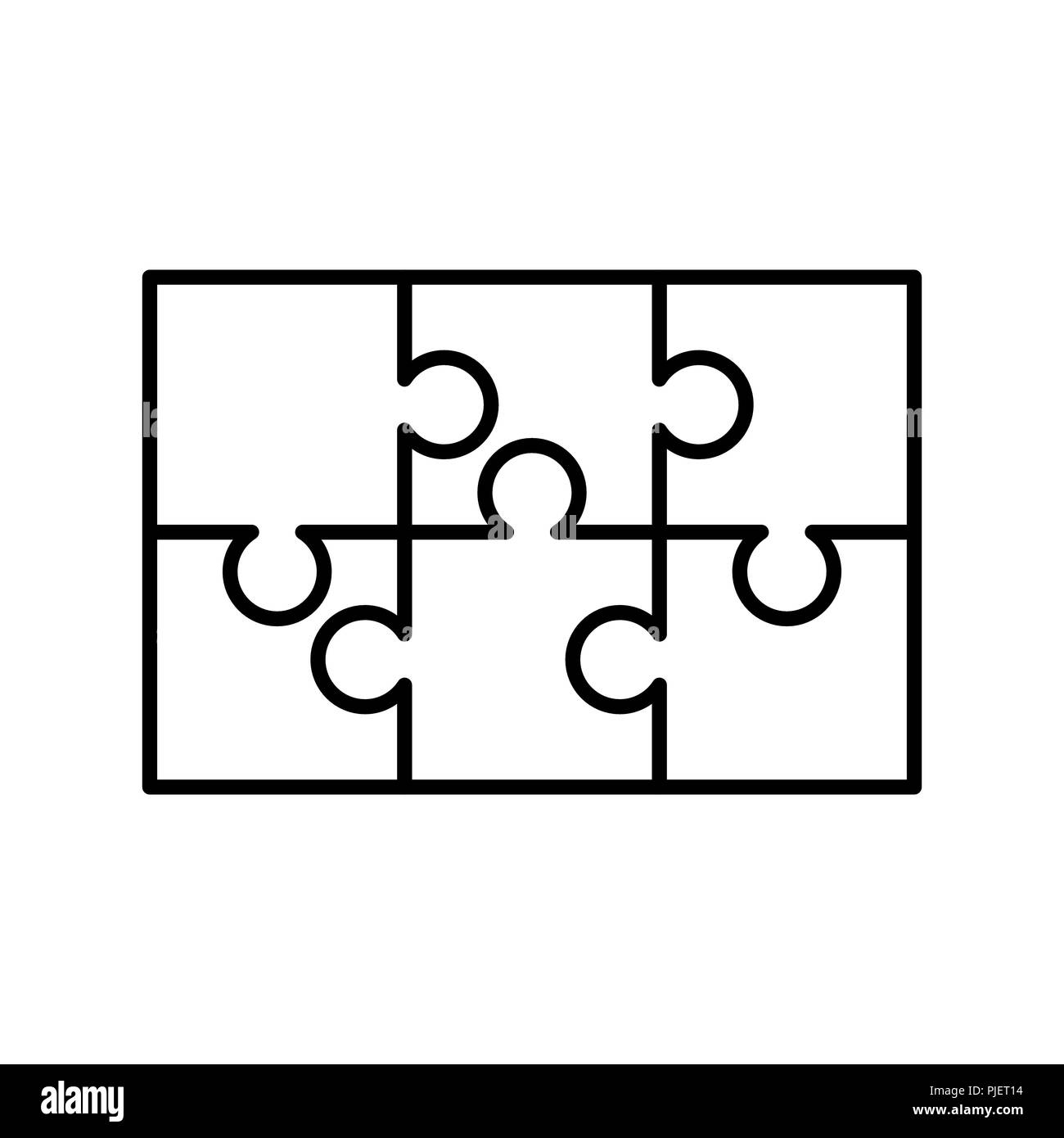 6 White Puzzles Pieces Arranged In A Rectangle Shape Jigsaw Puzzle Template Ready For Print Cutting Guidelines Isolated On White Stock Vector Image U0026 Art Alamy