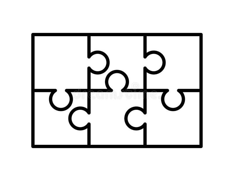 6 White Puzzles Pieces Arranged In A Rectangle Shape Jigsaw Puzzle Template Ready For Print Cutting Guidelines On Stock Vector Illustration Of Game Guidelines 123567871