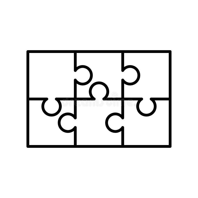 6 White Puzzles Pieces Arranged In A Rectangle Shape Jigsaw Puzzle Template Ready For Print Cutting Guidelines On Stock Vector Illustration Of Game Guidelines 123567871