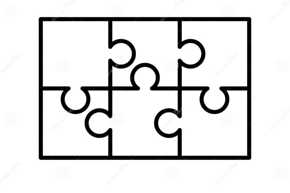 6 White Puzzles Pieces Arranged In A Rectangle Shape Jigsaw Puzzle Template Ready For Print Cutting Guidelines On Stock Vector Illustration Of Game Guidelines 123567871