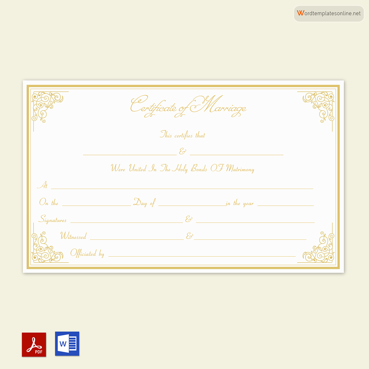 marriage certificate template printable