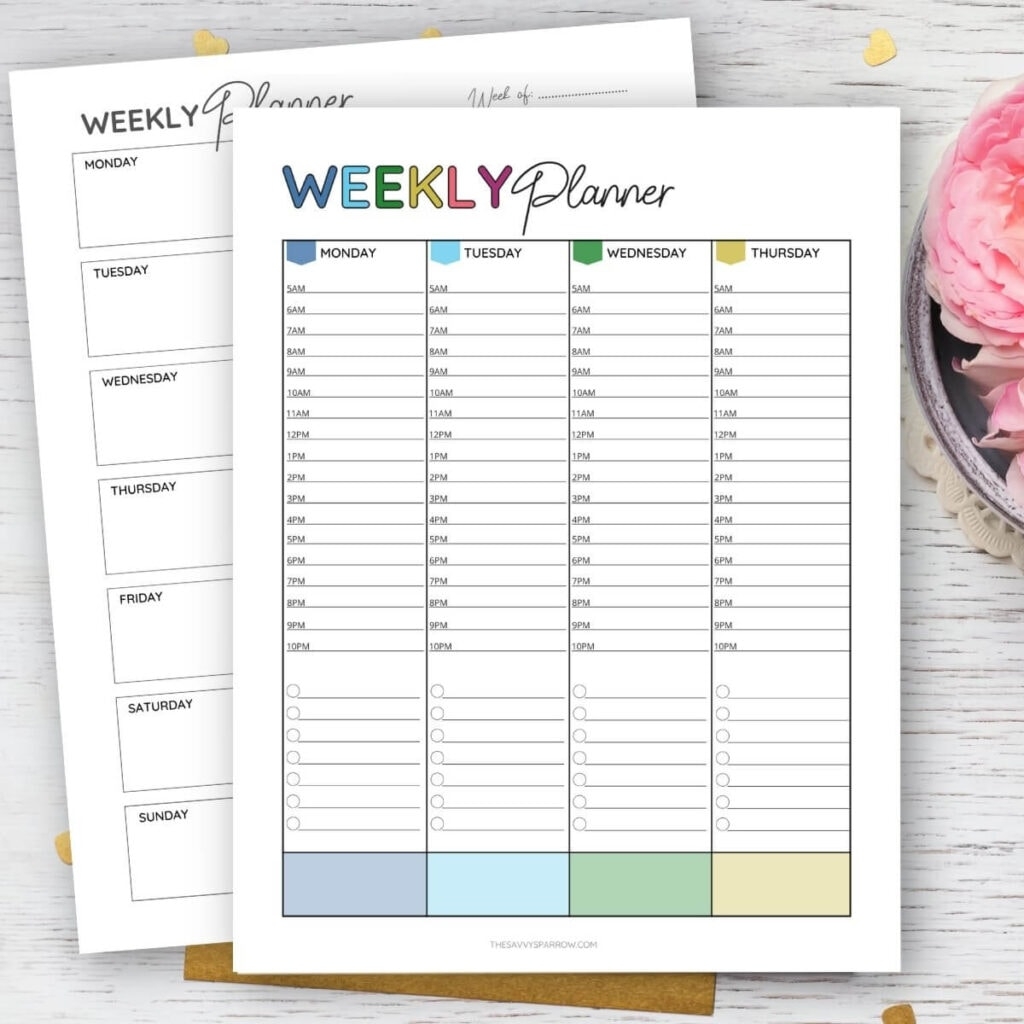 weekly schedule planner template
