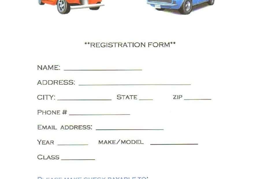 8 Car Show Registration Form Templates Word Excel Samples