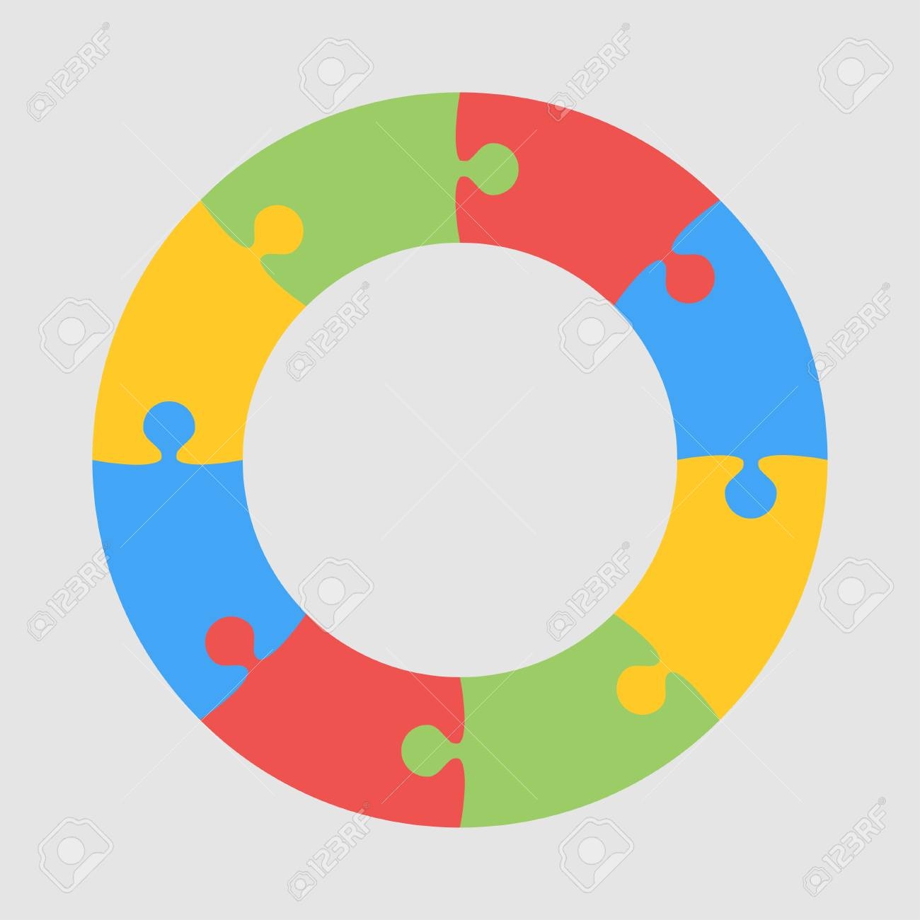 8 Color Pieces Puzzle Circle Infographic Presentation 8 Step 