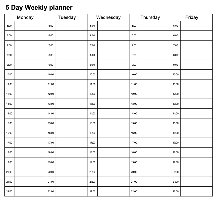 8 Free Printable Time Blocking Templates Excel U0026 PDF Quidlo