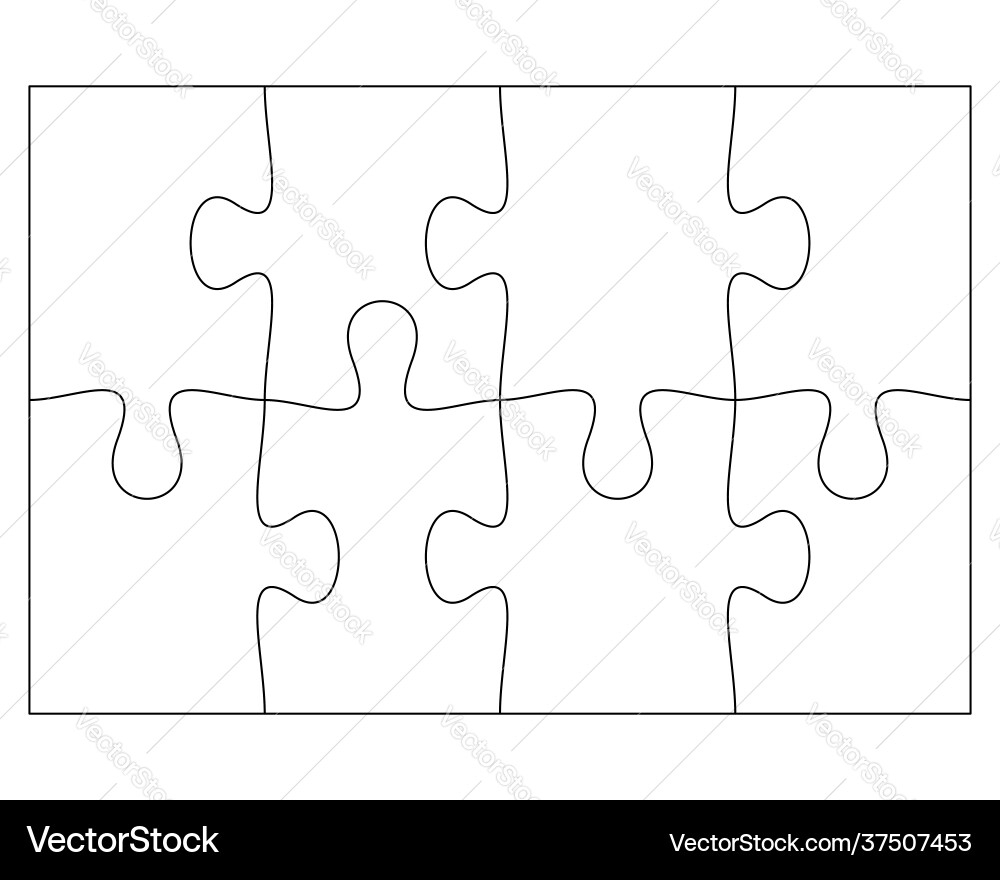8 Piece Jigsaw Puzzle Line Art Royalty Free Vector Image