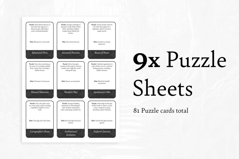 81 Printable Dnd Puzzle Cards For Dungeon Masters 5e Campaign Aid Dungeons And Dragons Puzzles Digital Download Etsy
