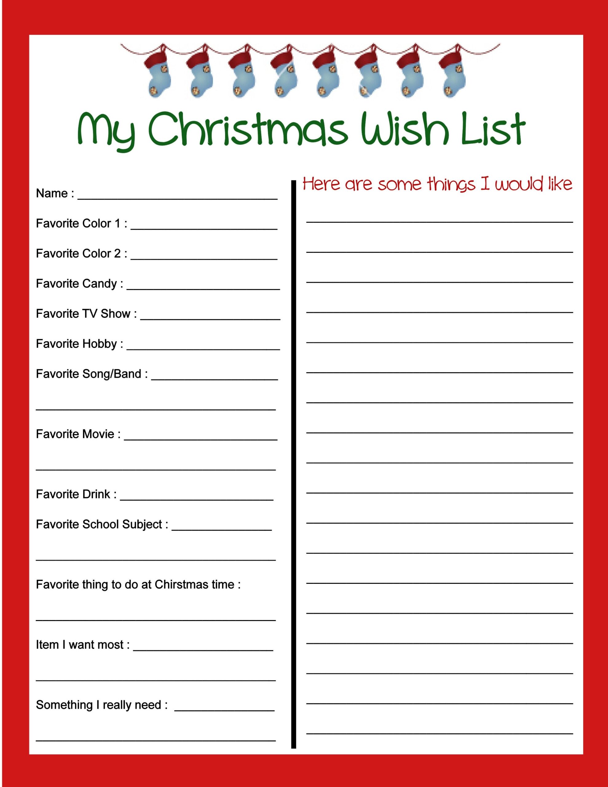 printable santa list