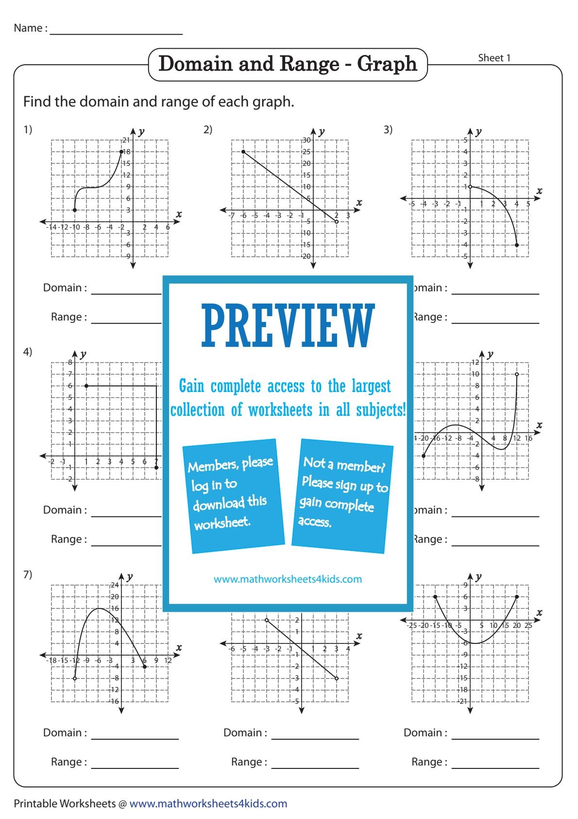 9 Best Worksheets For Identifying The Domain And Range Of 