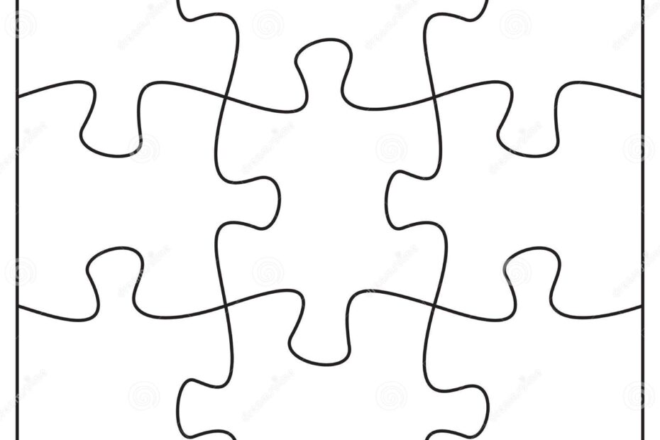 9 Jigsaw Pieces Template Nine Puzzle Pieces Connected Together Stock Vector Illustration Of Order Print 167174777