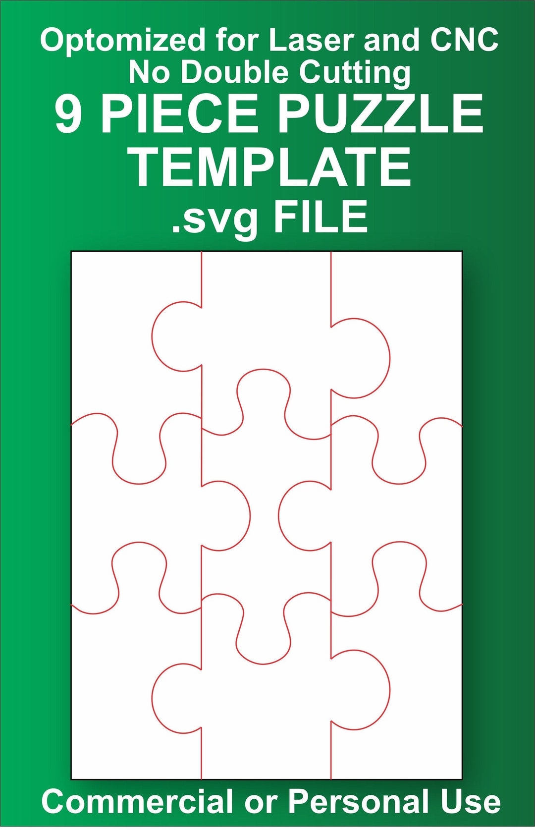 9 Piece Puzzle Template Instant Download SVG File Etsy