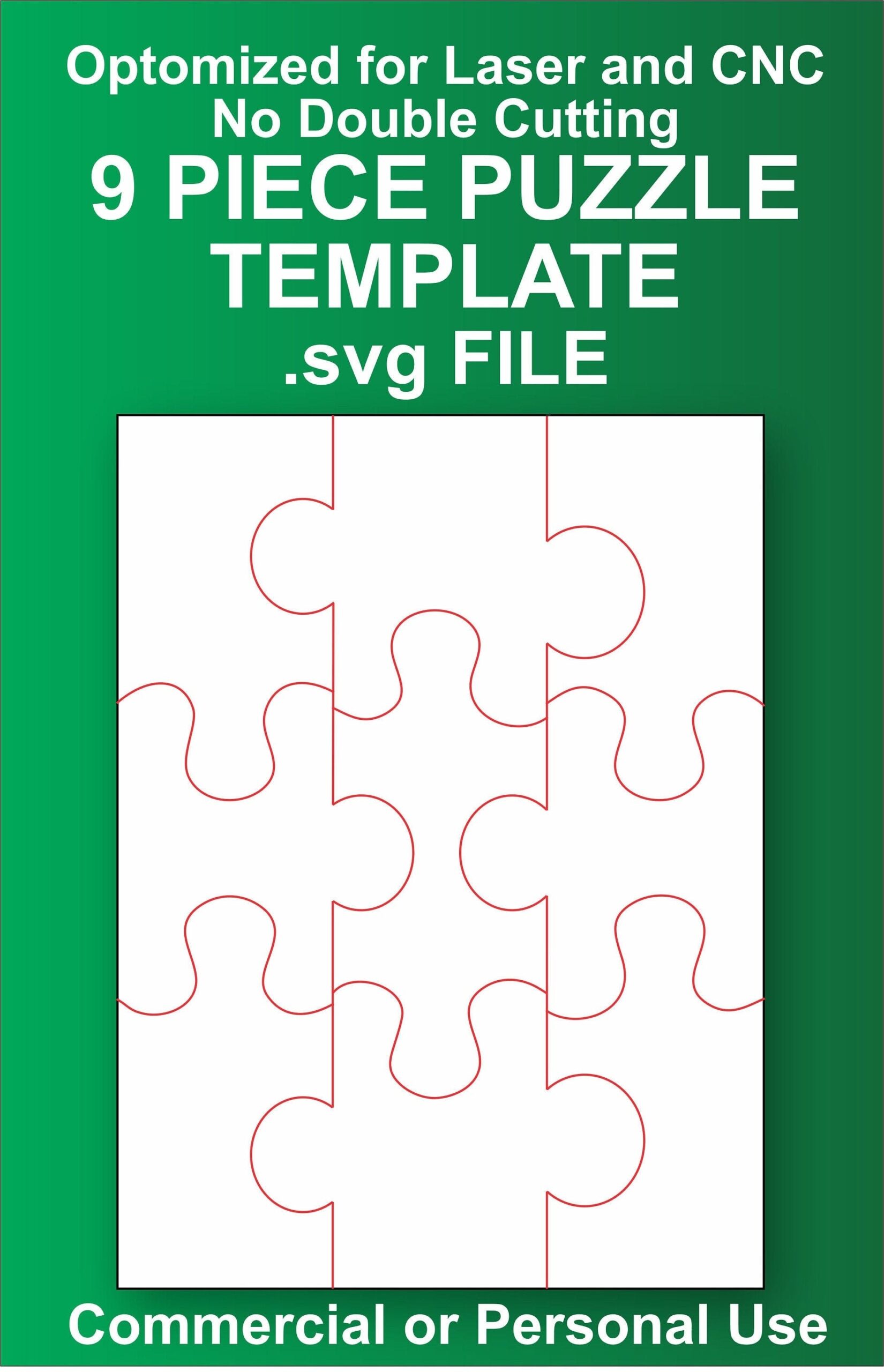 9 Piece Puzzle Template Instant Download SVG File Etsy