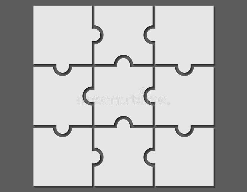9 Puzzle Piece Jigsaw Concept Vector Background 3x3 Business Puzzle Design Stock Vector Illustration Of Outline Chart 215308715