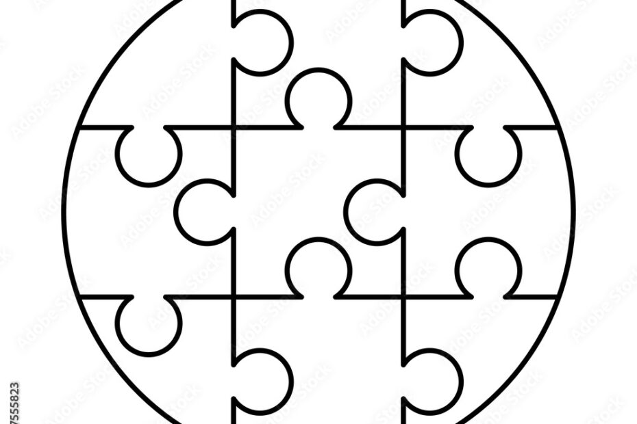 9 White Puzzles Pieces Arranged In A Round Shape Jigsaw Puzzle