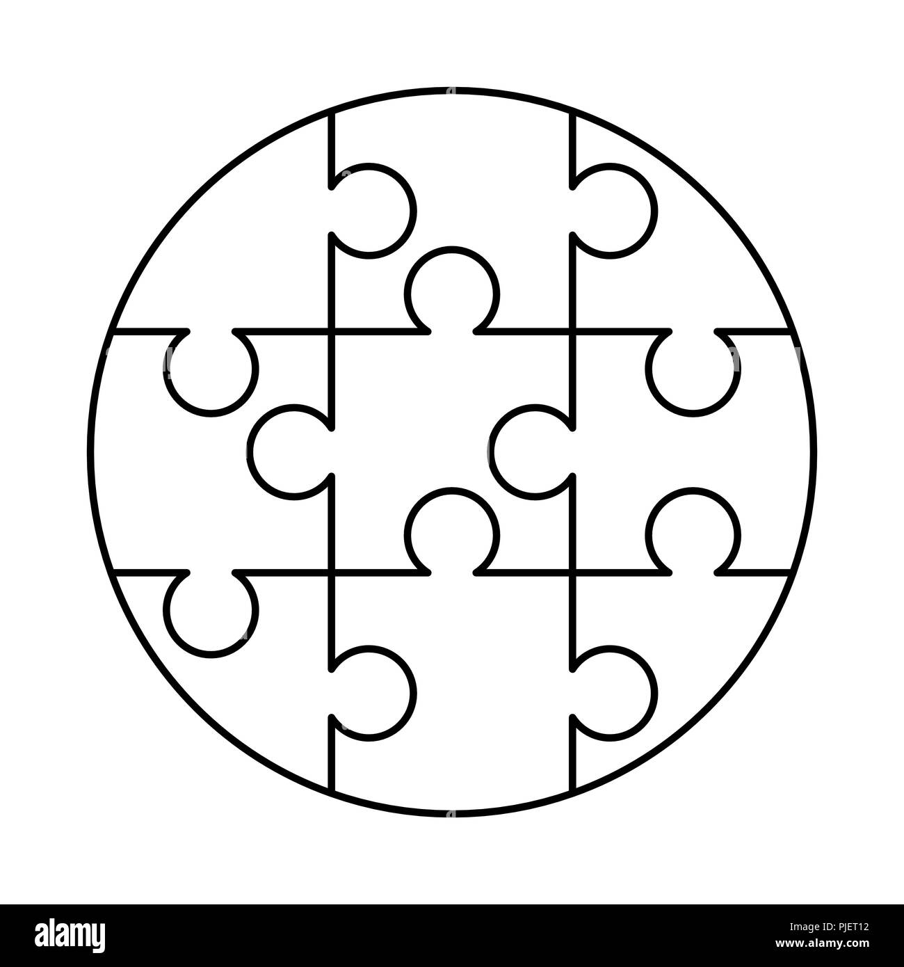9 White Puzzles Pieces Arranged In A Round Shape Jigsaw Puzzle 
