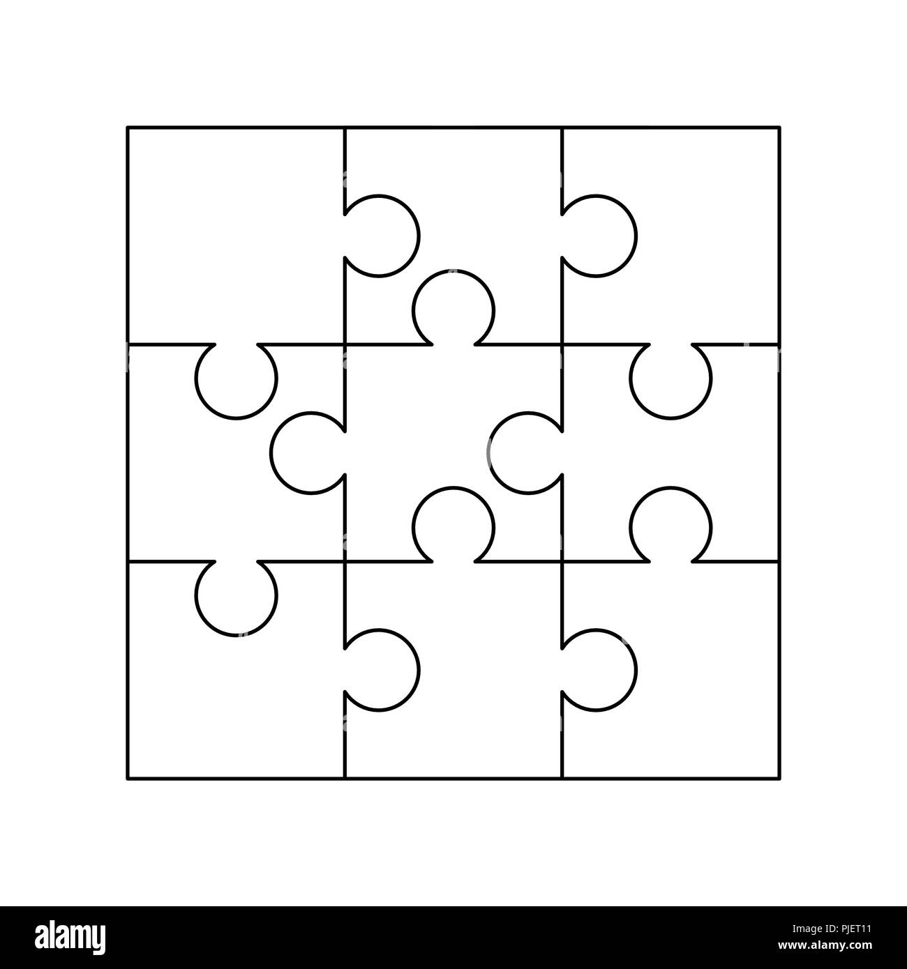9 White Puzzles Pieces Arranged In A Square Jigsaw Puzzle Template Ready For Print Cutting Guidelines Isolated On White Stock Vector Image U0026 Art Alamy